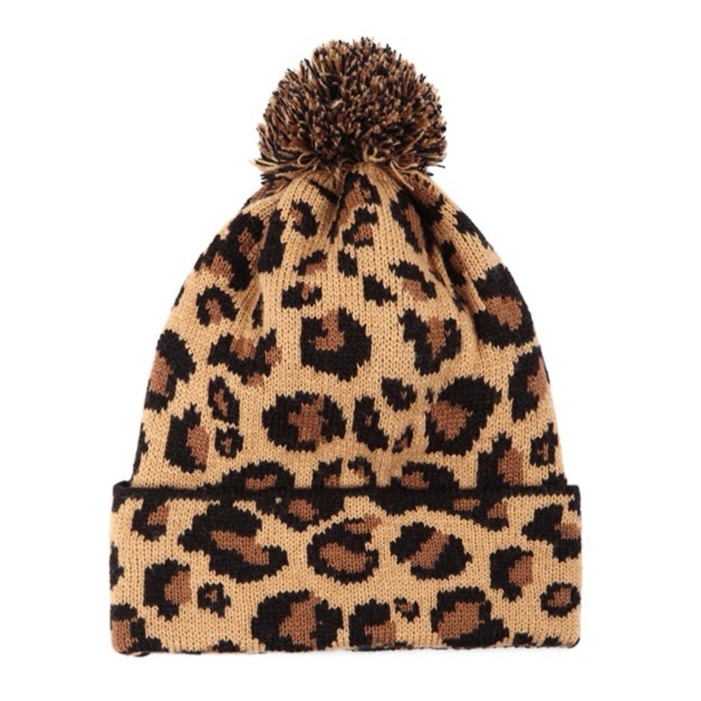 Leopard print Pom beanie